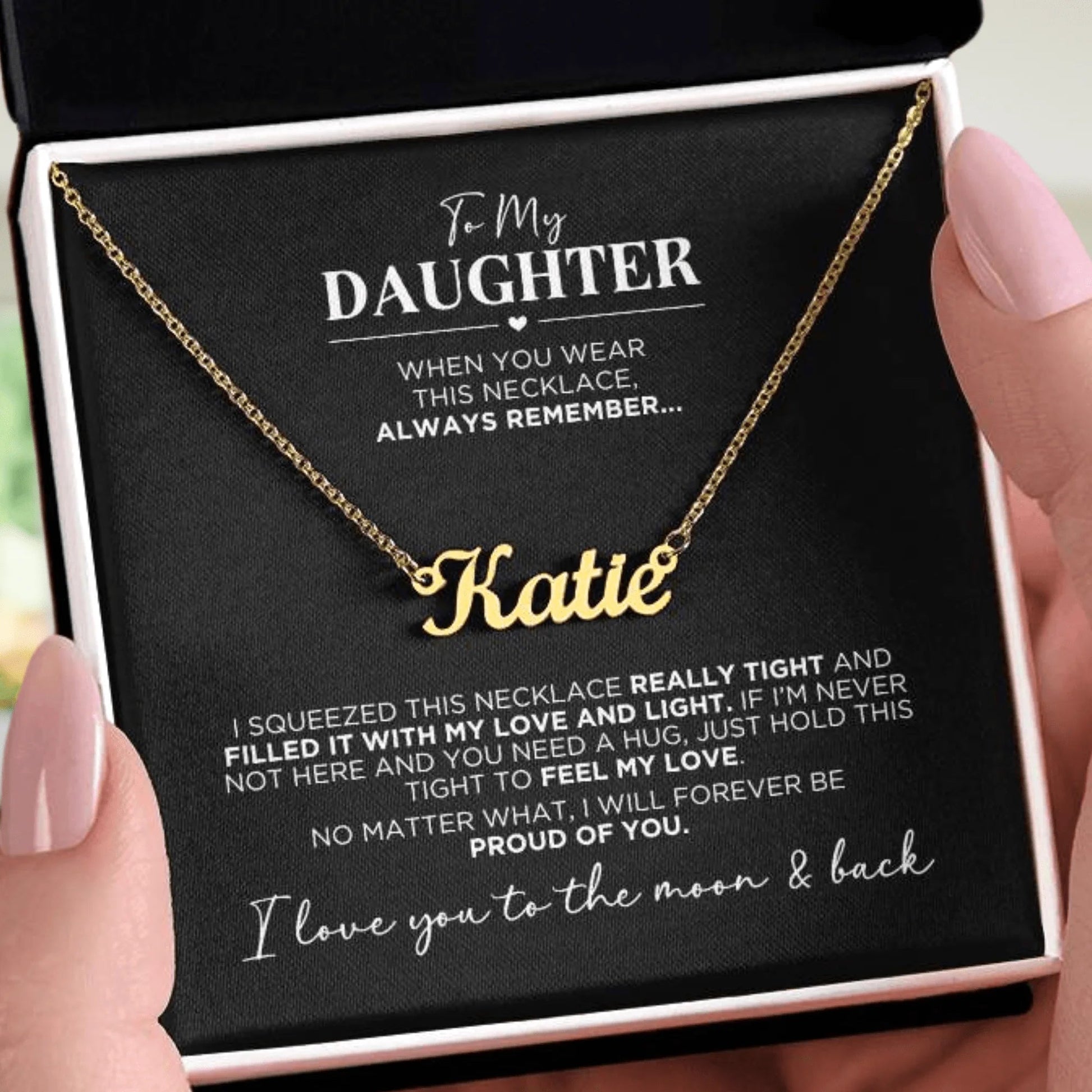 To My Daughter Moon and Back Personalized Name Necklace - The Outlander Gifts