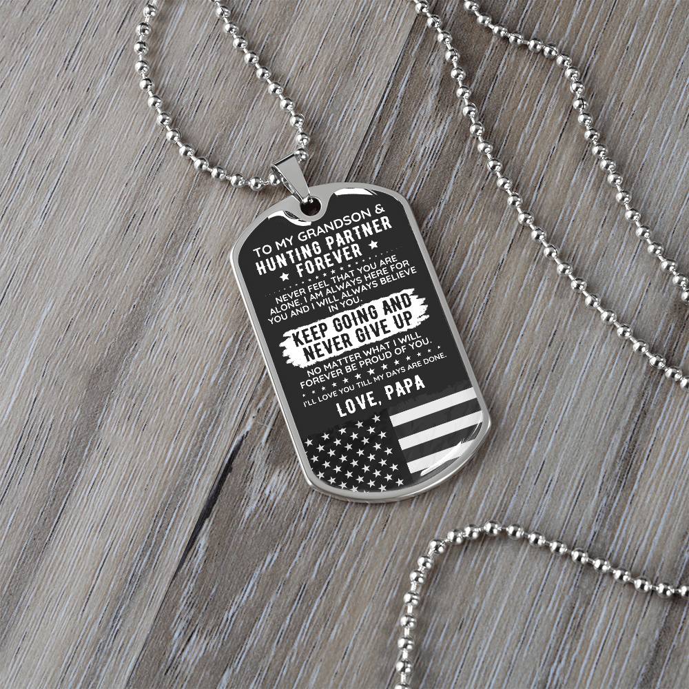 To My Grandson Dog Tag Necklace Gift USA - The Outlander Gifts