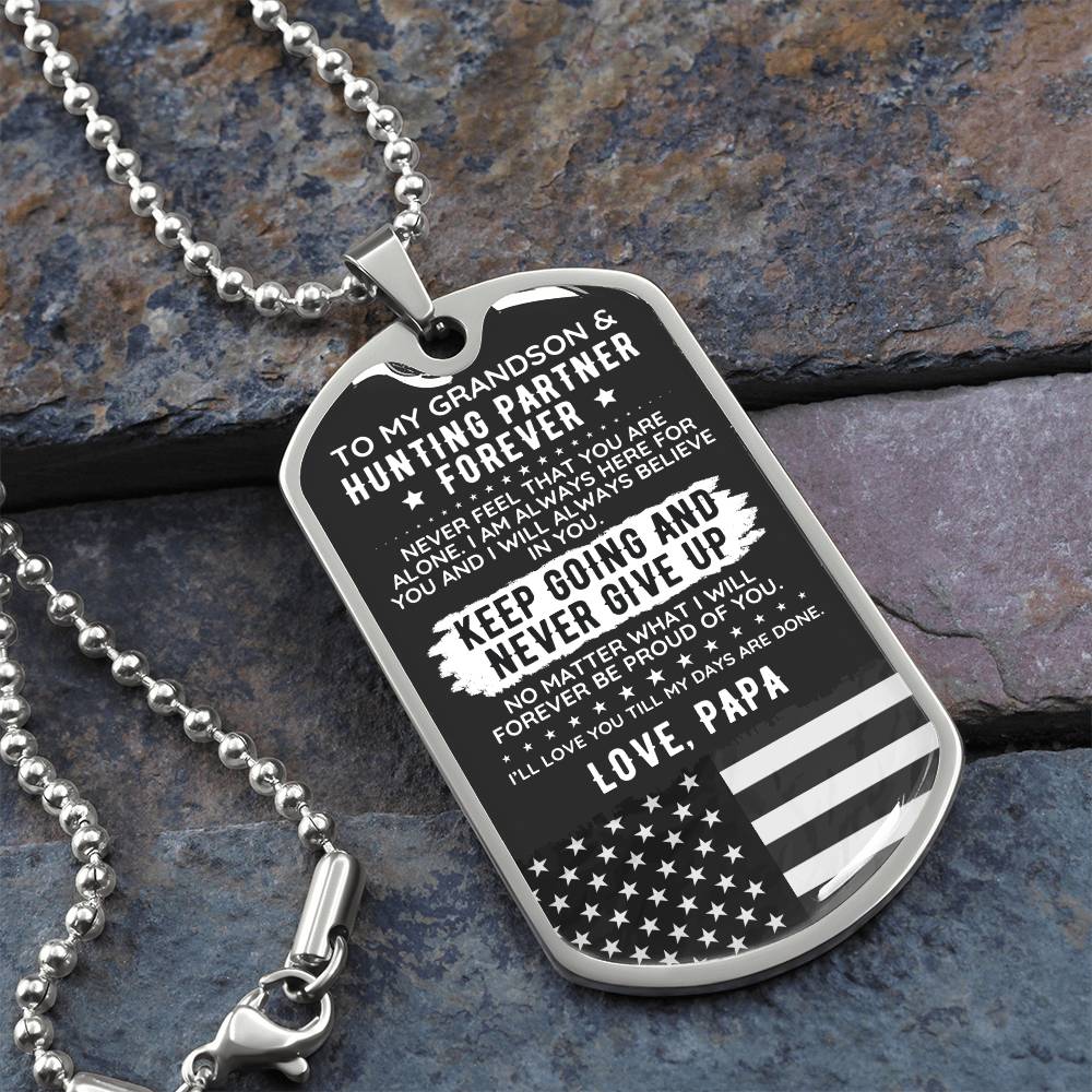 To My Grandson Dog Tag Necklace Gift USA - The Outlander Gifts