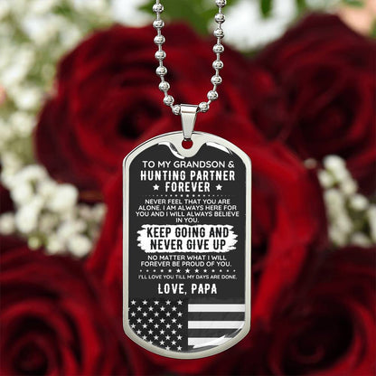 To My Grandson Dog Tag Necklace Gift USA - The Outlander Gifts