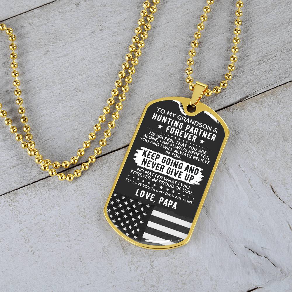 To My Grandson Dog Tag Necklace Gift USA - The Outlander Gifts