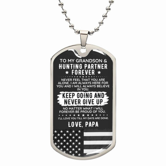 To My Grandson Dog Tag Necklace Gift USA - The Outlander Gifts