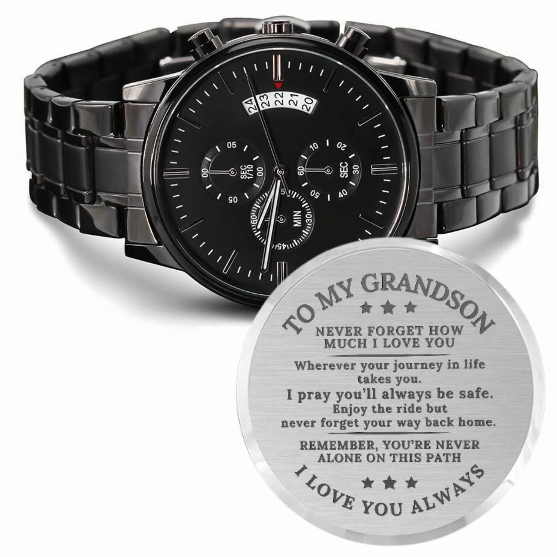 To My Grandson Engraved Watch Gift - Adventure - The Outlander Gifts