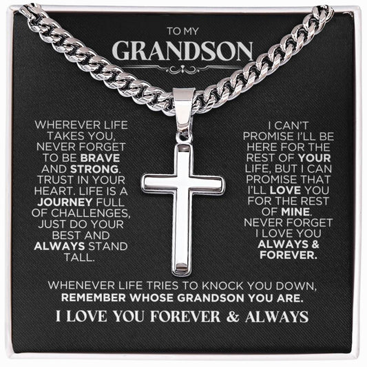 To My Grandson Remember Cross Chain Necklace Gift - The Outlander Gifts