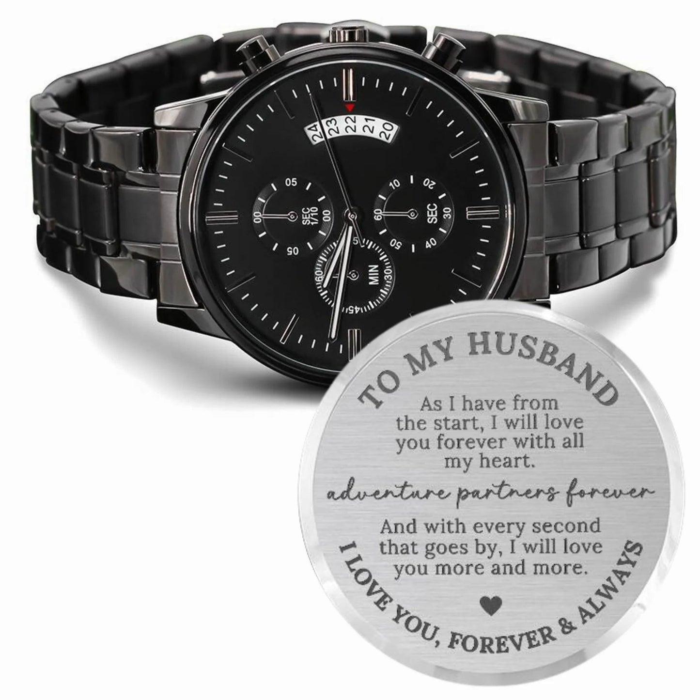 To My Husband Engraved Watch Gift Adventure Partner Forever - The Outlander Gifts