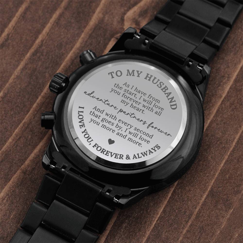 To My Husband Engraved Watch Gift Adventure Partner Forever - The Outlander Gifts