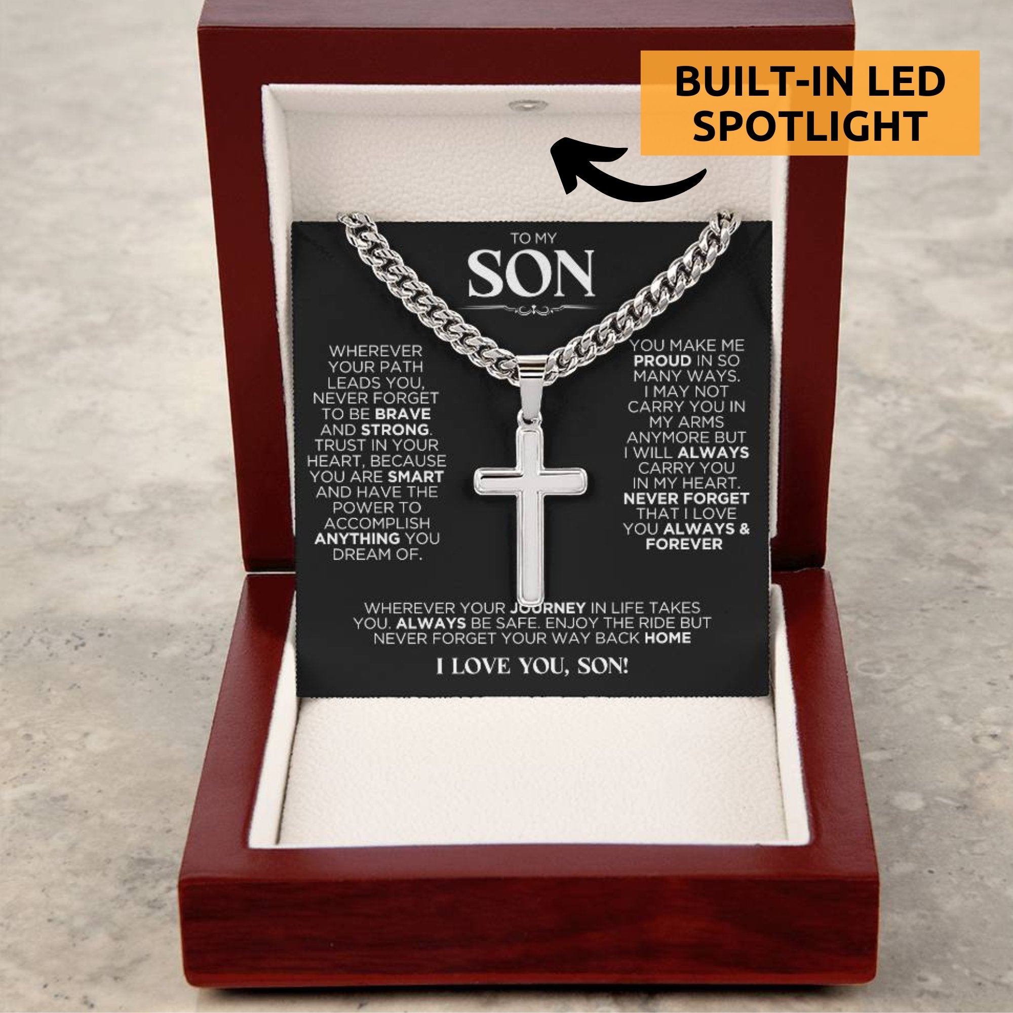 To My Son Be Brave Cross Chain Necklace Gift - The Outlander Gifts