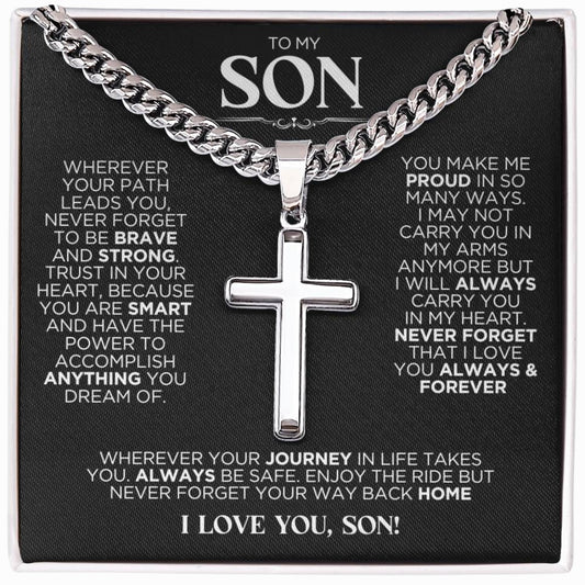 To My Son Be Brave Cross Chain Necklace Gift - The Outlander Gifts