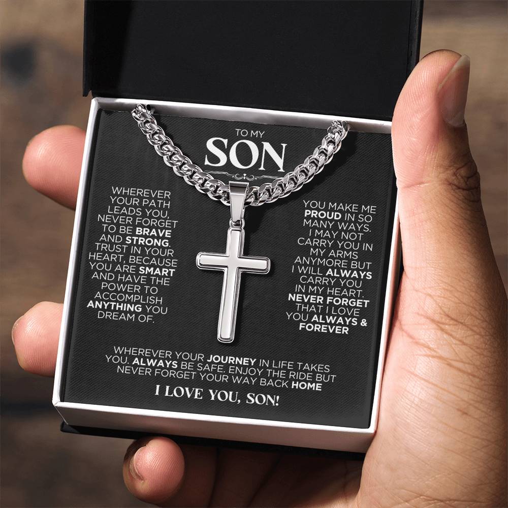 To My Son Be Brave Cross Chain Necklace Gift - The Outlander Gifts