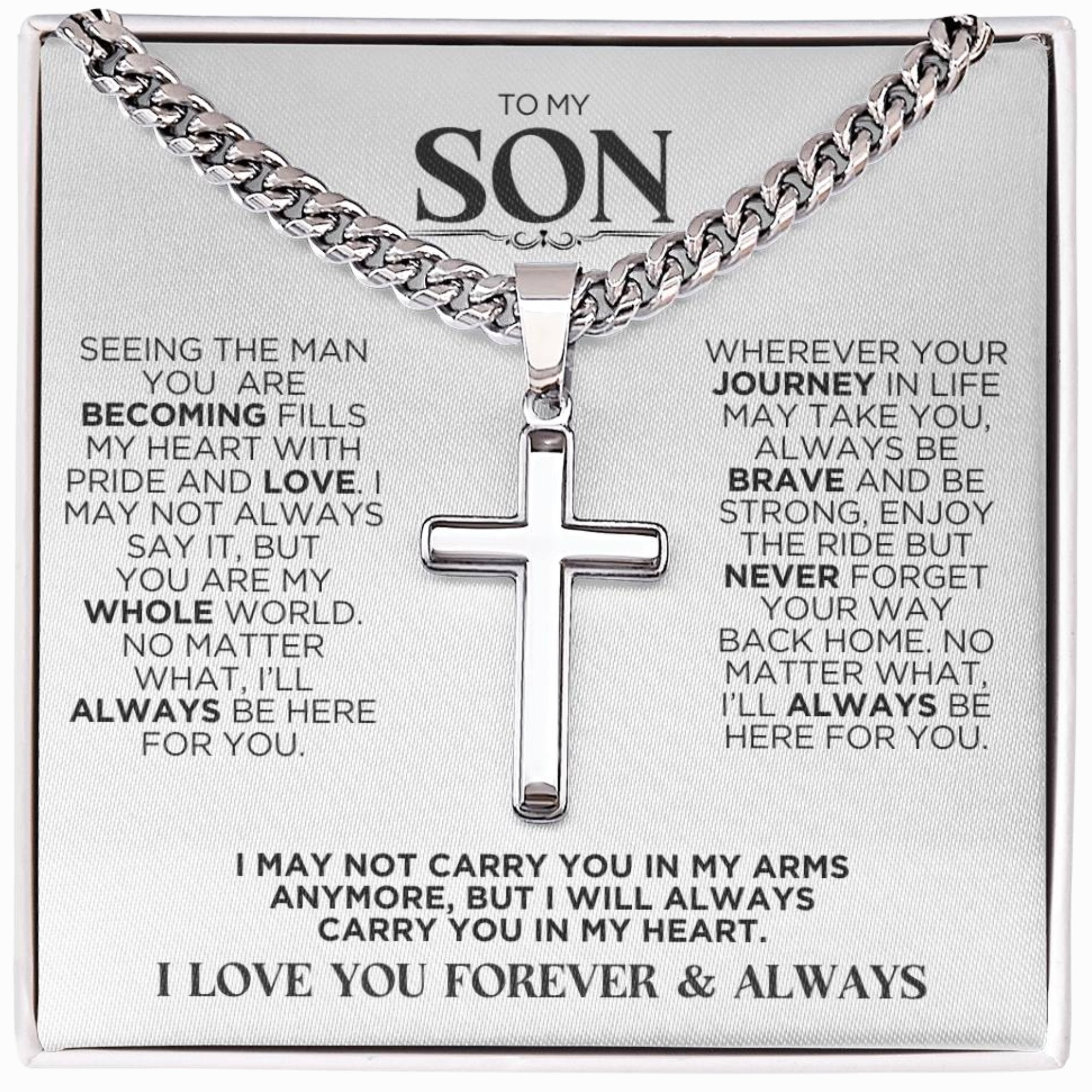 To My Son Brave Cross Chain Necklace Gift - The Outlander Gifts