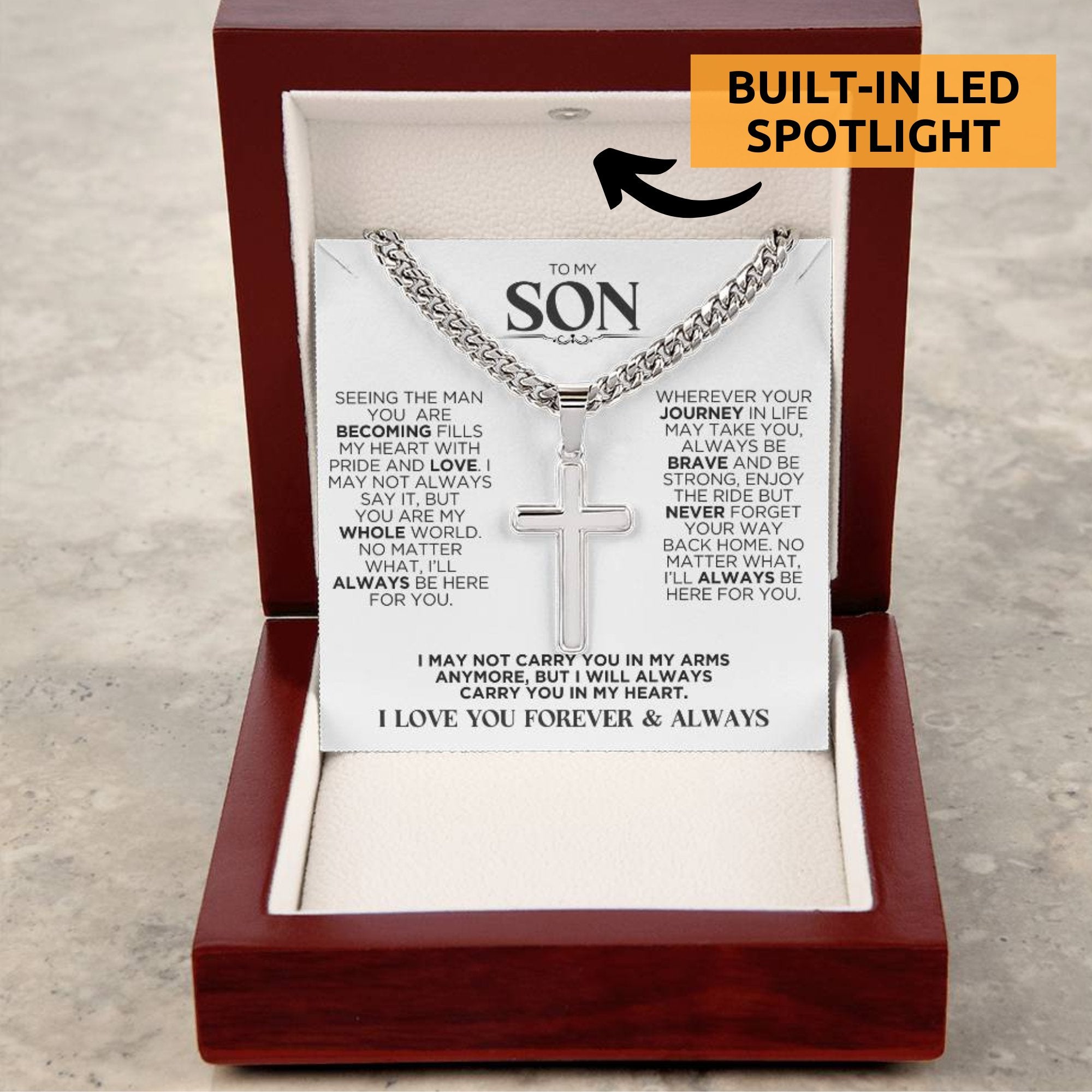 To My Son Brave Cross Chain Necklace Gift - The Outlander Gifts