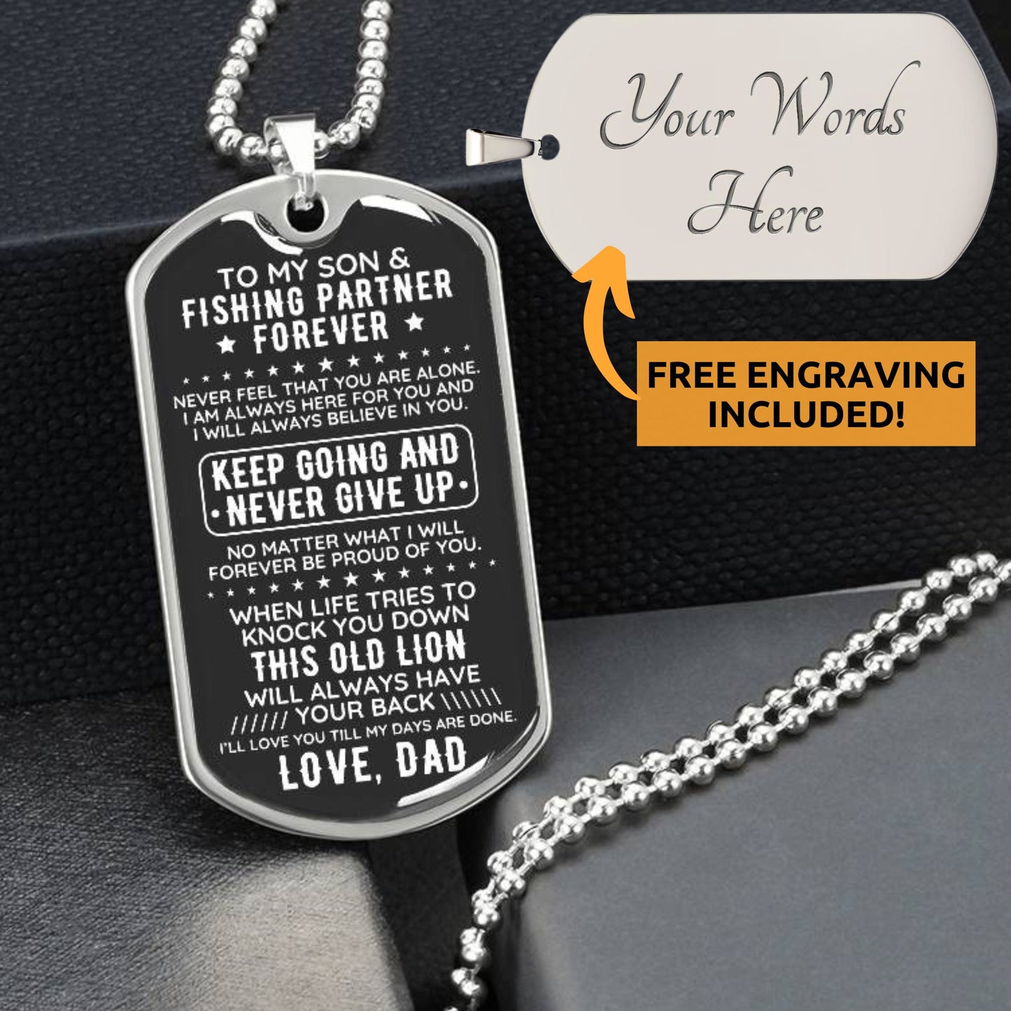 To My Son From Dad Dog Tag Necklace Gift Fishing Partner - The Outlander Gifts