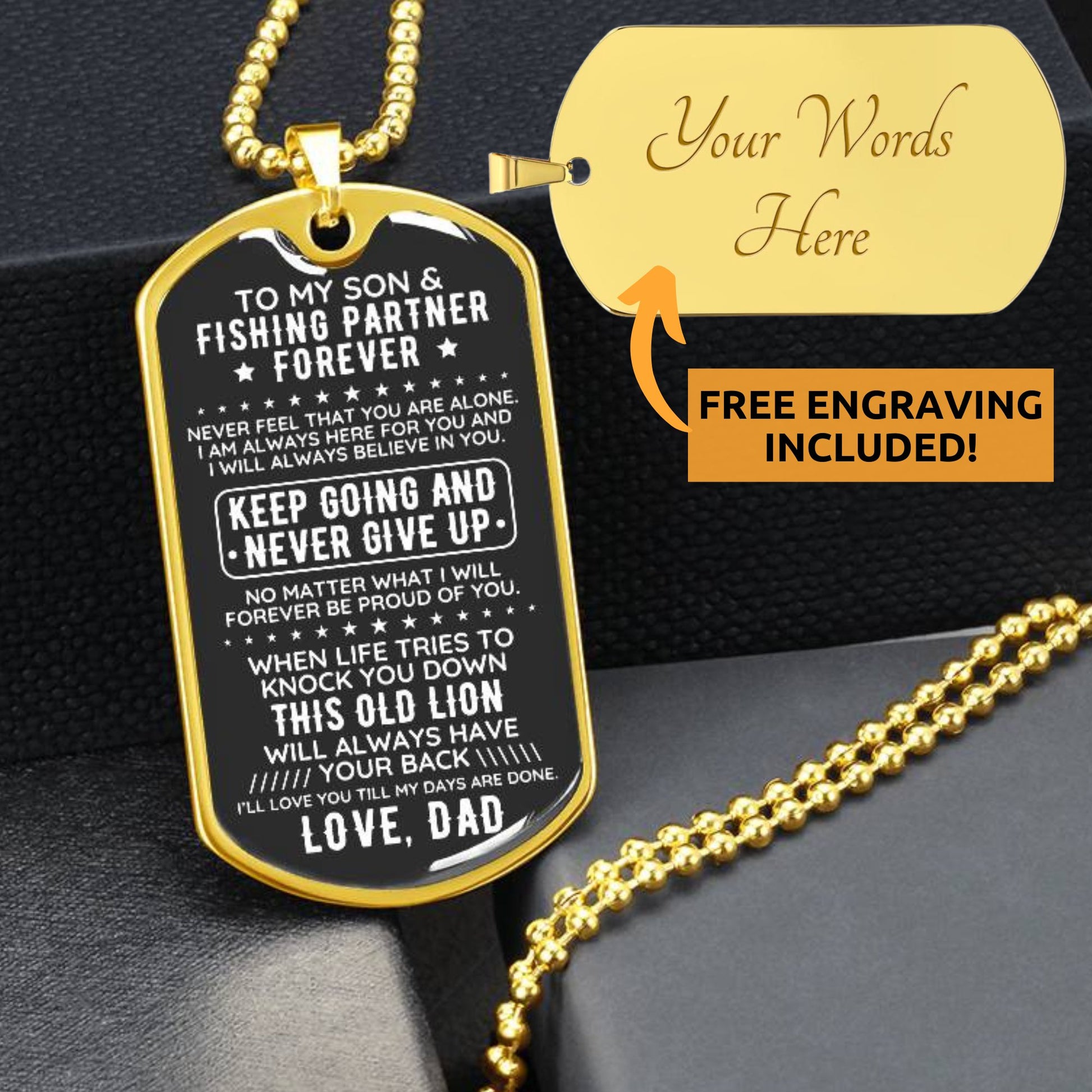 To My Son From Dad Dog Tag Necklace Gift Fishing Partner - The Outlander Gifts