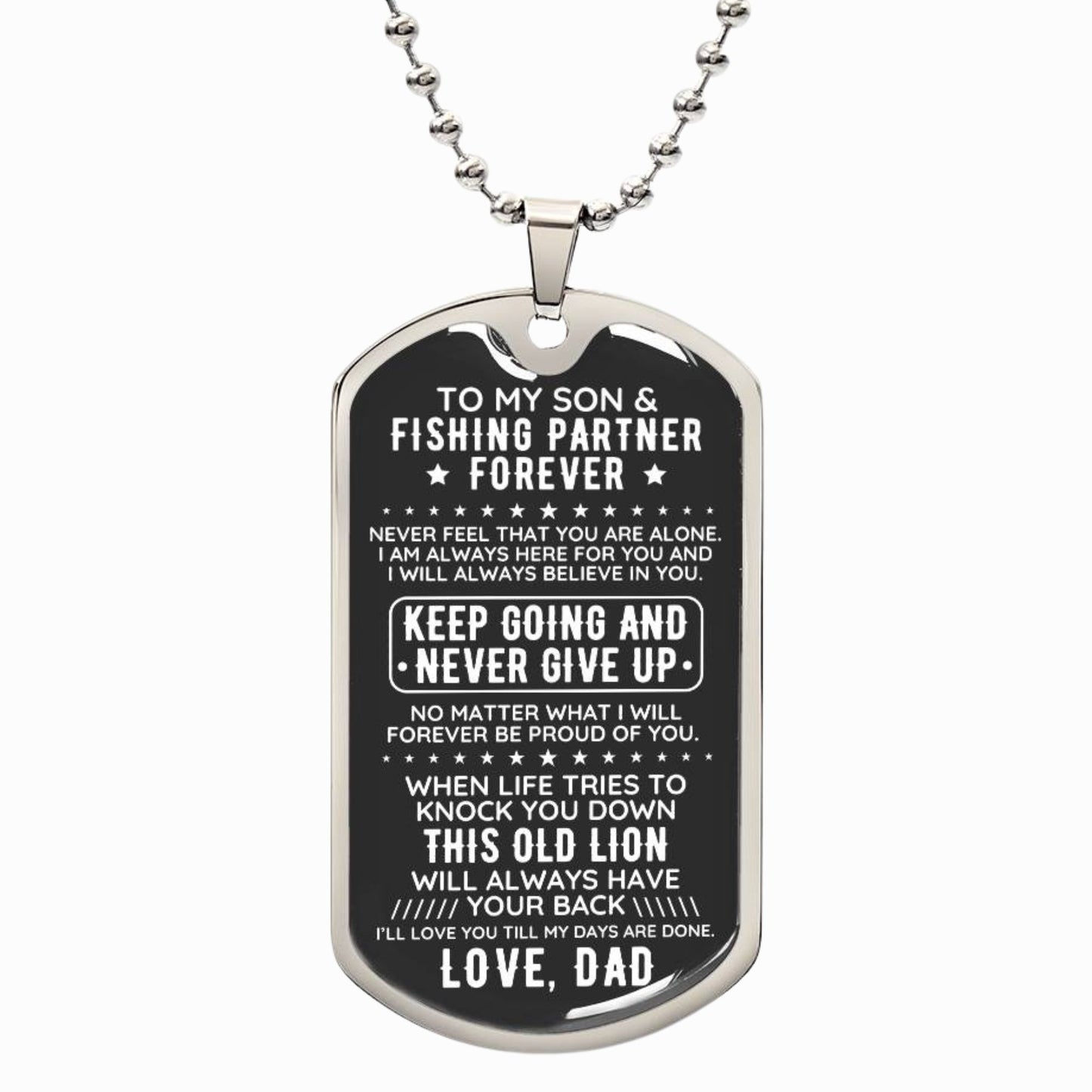 To My Son From Dad Dog Tag Necklace Gift Fishing Partner - The Outlander Gifts