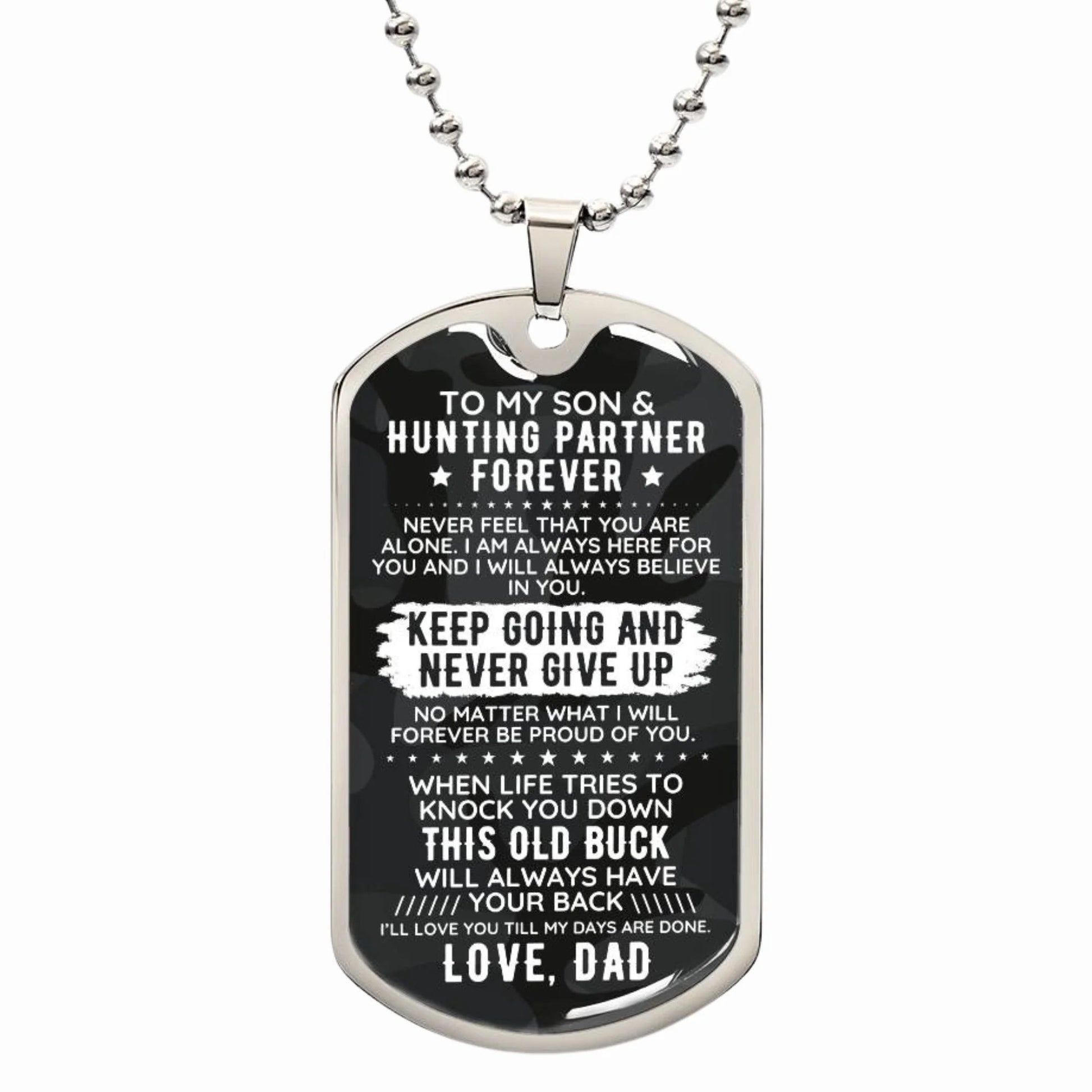 To My Son From Dad Engraved Dog Tag Necklace Gift - Old Buck - The Outlander Gifts