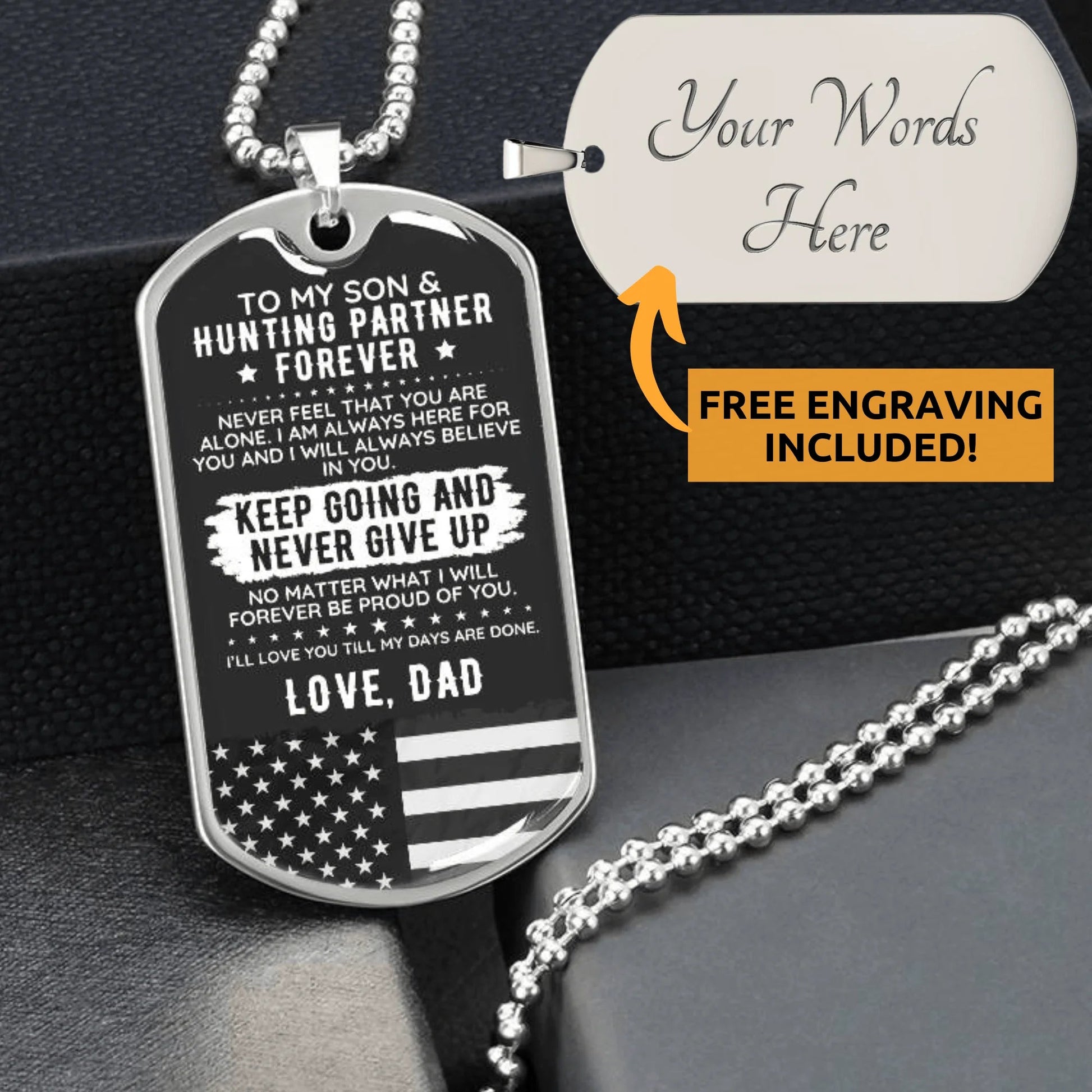 To My Son From Dad Engraved Dog Tag Necklace Gift USA - The Outlander Gifts