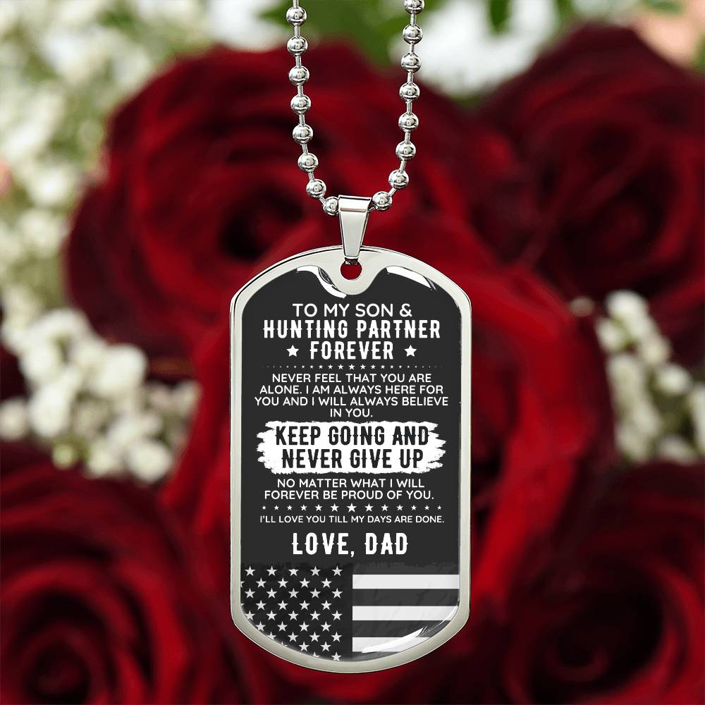 To My Son From Dad Engraved Dog Tag Necklace Gift USA - The Outlander Gifts