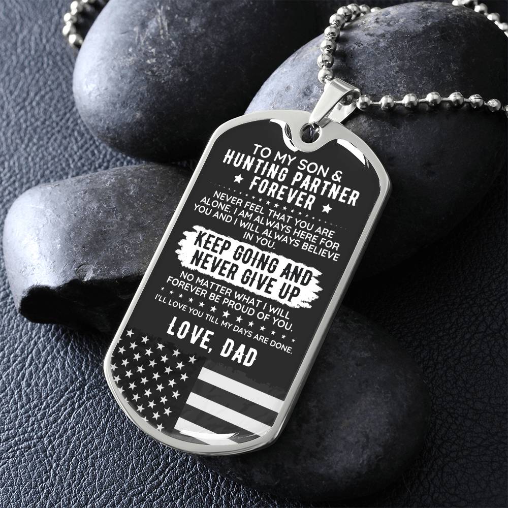 To My Son From Dad Engraved Dog Tag Necklace Gift USA - The Outlander Gifts