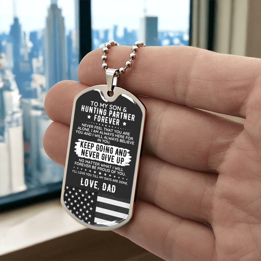 To My Son From Dad Engraved Dog Tag Necklace Gift USA - The Outlander Gifts