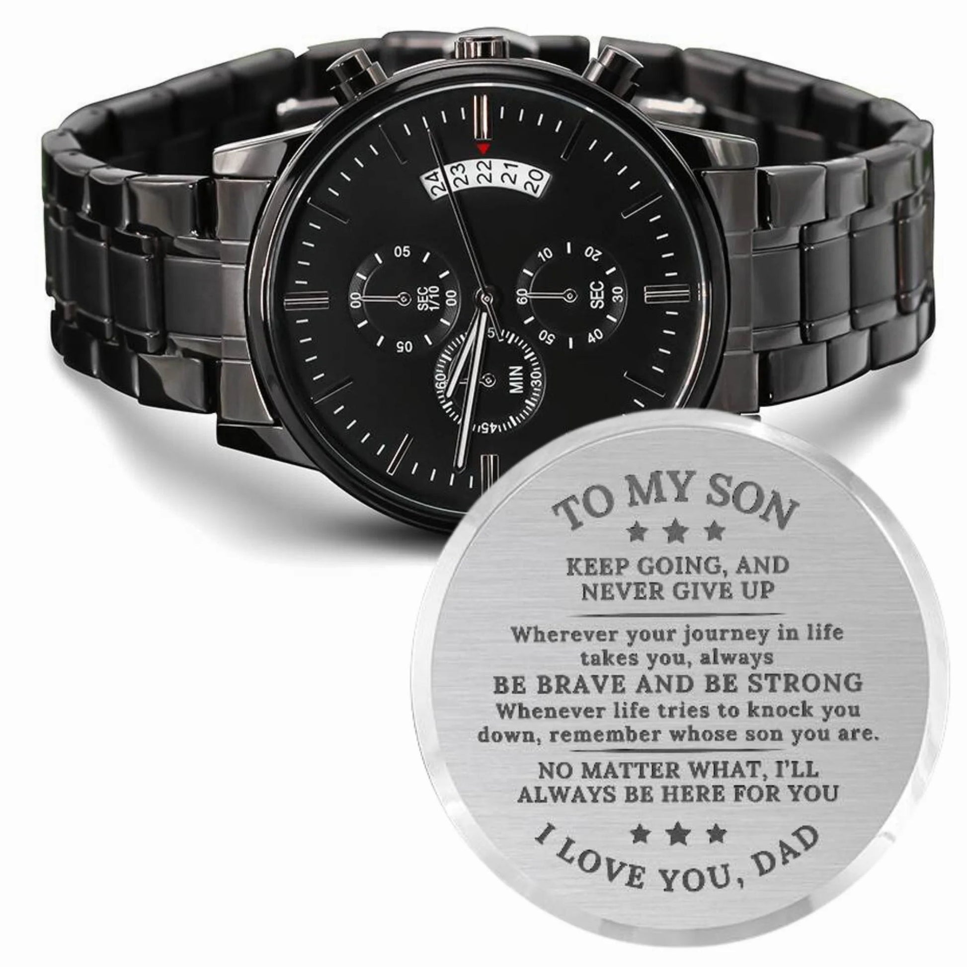 To My Son From Dad Engraved Watch Gift - Never Give Up - The Outlander Gifts