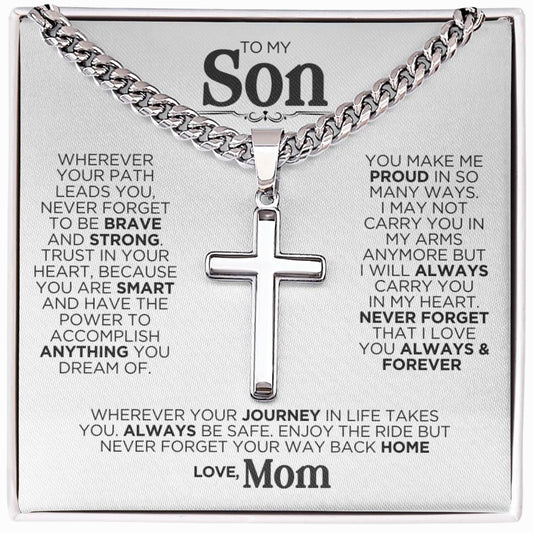 To My Son Journey Cross Chain Necklace Gift - The Outlander Gifts