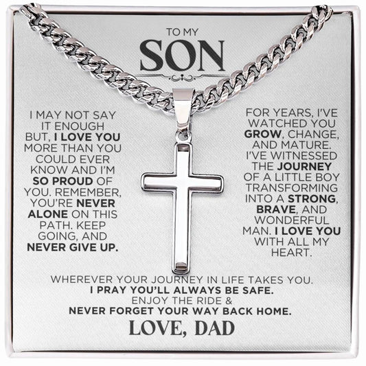 To My Son Never Forget Cross Chain Necklace Gift - The Outlander Gifts